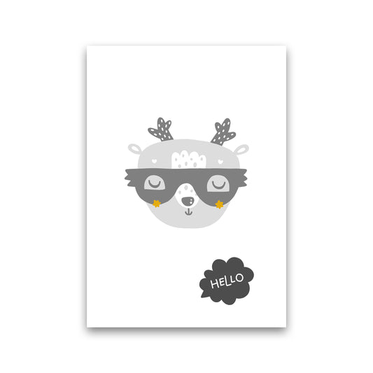 Hello Animal Super Scandi Grey  Art Print by Pixy Paper Print Only