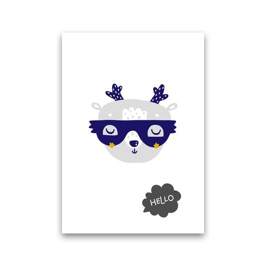 Hello Animal Navy Uper Scandi  Art Print by Pixy Paper Print Only