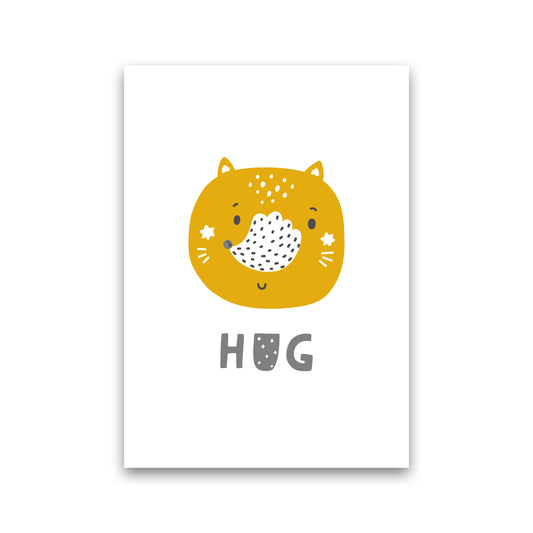 Fox Hug Super Scandi Grey  Art Print by Pixy Paper Print Only