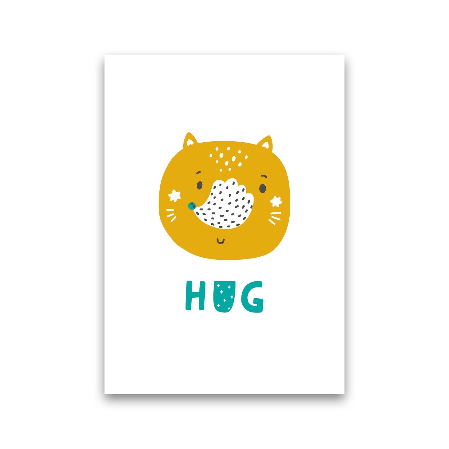 Fox Hug Teal Super Scandi  Art Print by Pixy Paper Print Only
