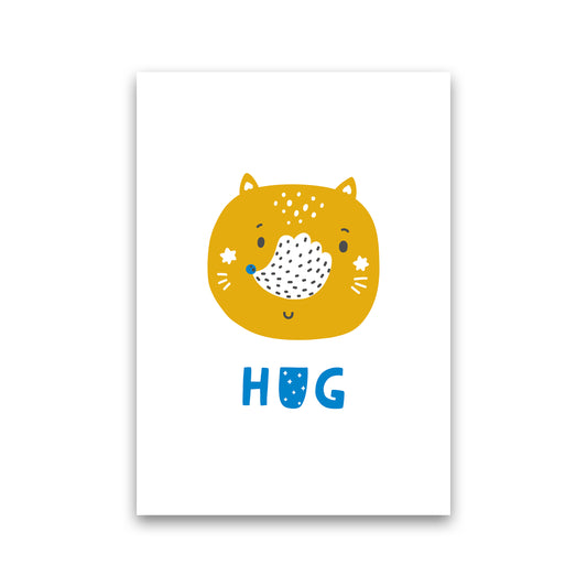 Fox Hug Blue Super Scandi  Art Print by Pixy Paper Print Only