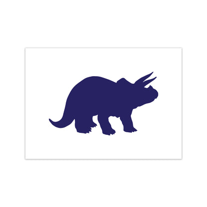 Triceratops Navy  Art Print by Pixy Paper Print Only