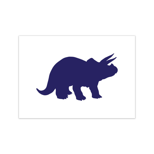 Triceratops Navy  Art Print by Pixy Paper Print Only