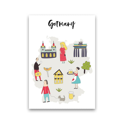 Germany Map  Art Print by Pixy Paper Print Only