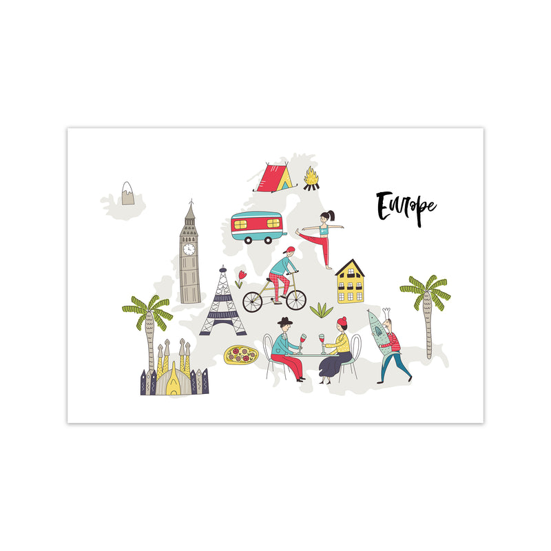 Europe Map  Art Print by Pixy Paper Print Only