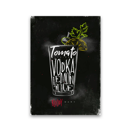 Bloody Mary Cocktail Black  Art Print by Pixy Paper Print Only