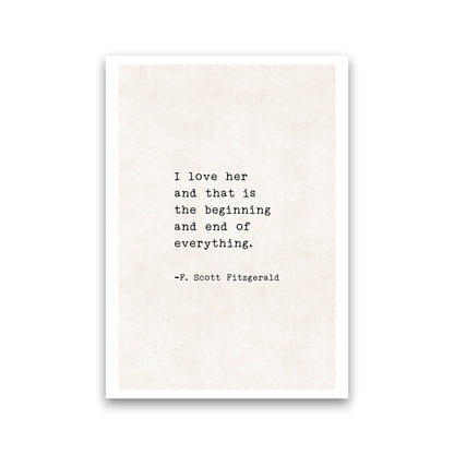 I Love Her - Fitzgerald  Art Print by Pixy Paper Print Only