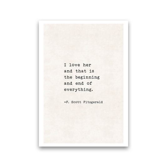 I Love Her - Fitzgerald  Art Print by Pixy Paper Print Only