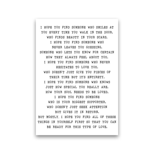 I Hope You Fine Someone  Art Print by Pixy Paper Print Only