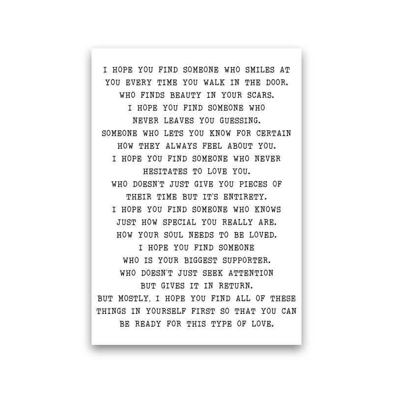 I Hope You Fine Someone  Art Print by Pixy Paper Print Only