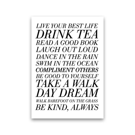 Live Your Best Life  Art Print by Pixy Paper Print Only