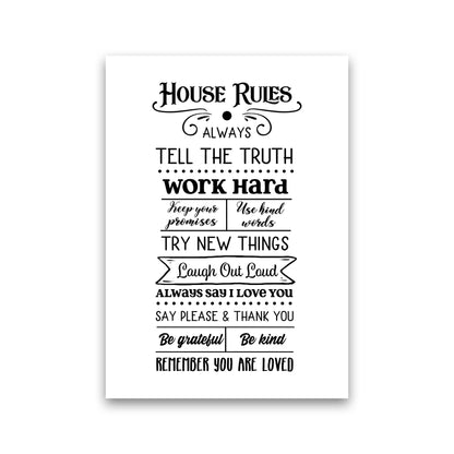 House Rules  Art Print by Pixy Paper Print Only