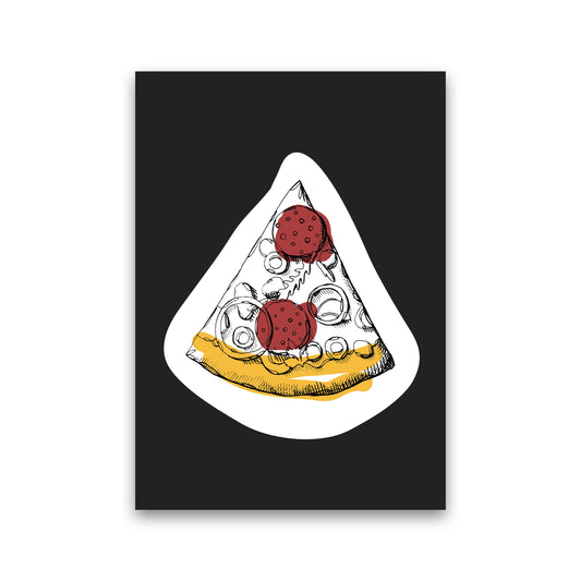 Kitchen Pop Pizza Off Black Art Print by Pixy Paper Print Only