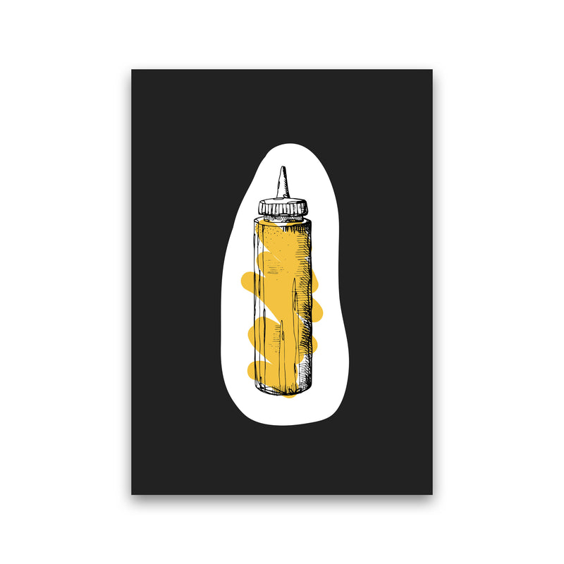Kitchen Pop Mustard Off Black Art Print by Pixy Paper Print Only