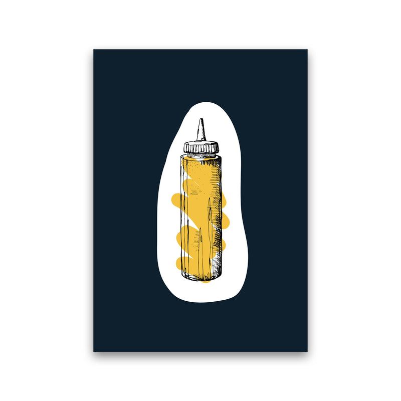Kitchen Pop Mustard Navy Art Print by Pixy Paper Print Only