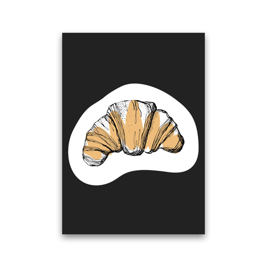 Kitchen Pop Croissant Off Black Art Print by Pixy Paper Print Only