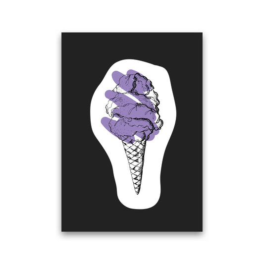 Kitchen Pop Ice Cream Off Black Art Print by Pixy Paper Print Only
