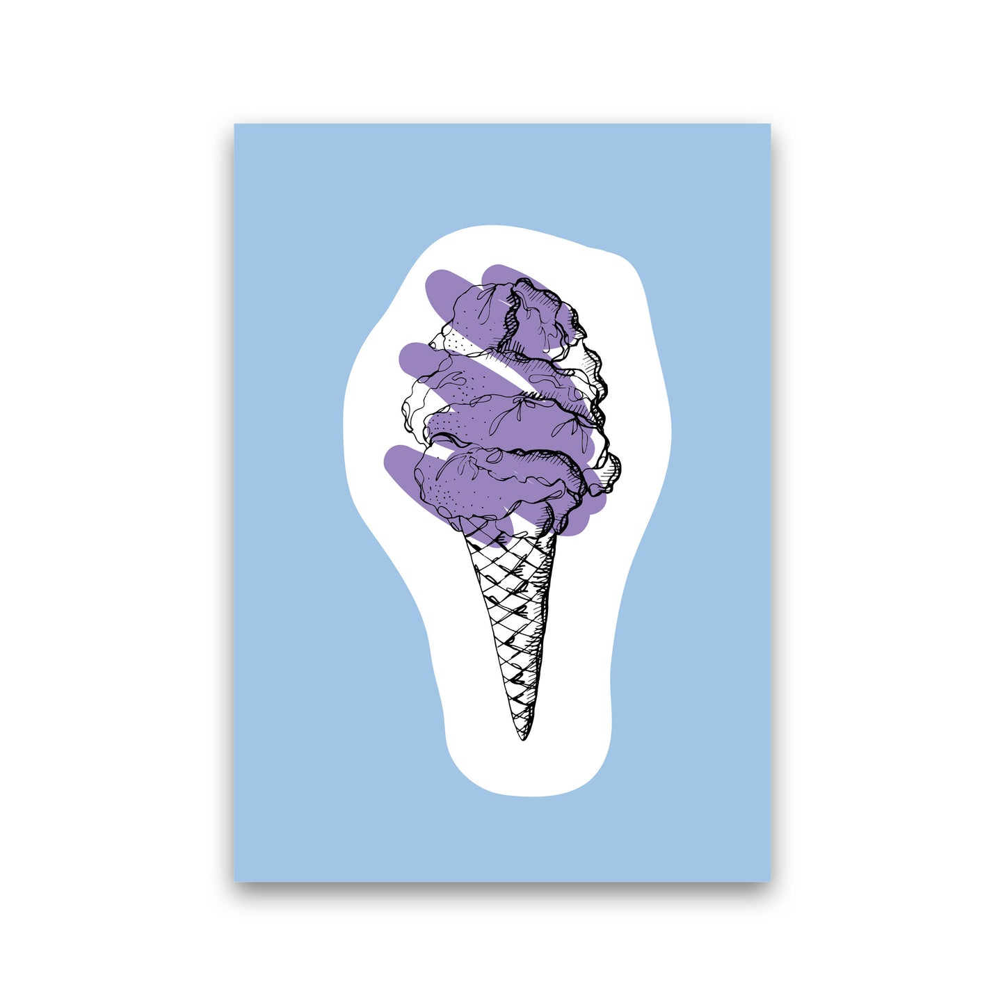 Kitchen Pop Ice Cream Blue Art Print by Pixy Paper Print Only