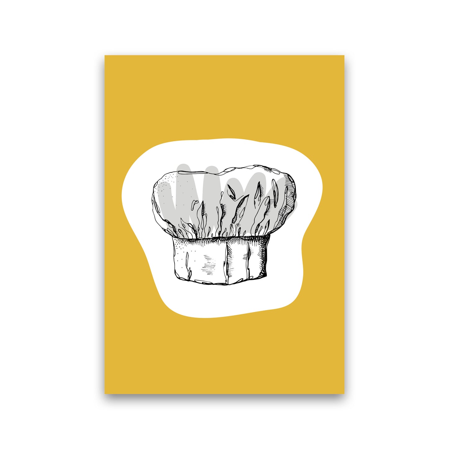 Kitchen Pop Chef's Hat Mustard Art Print by Pixy Paper Print Only