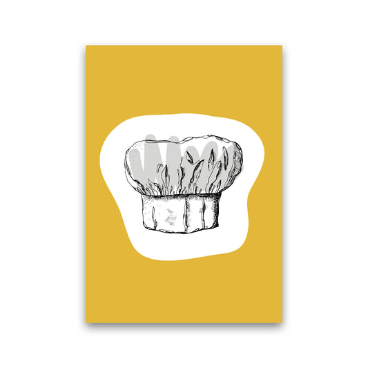 Kitchen Pop Chef's Hat Mustard Art Print by Pixy Paper Print Only