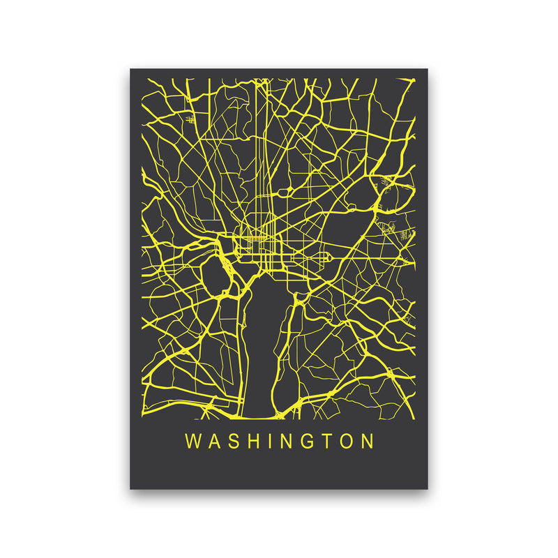 Washington Map Neon Art Print by Pixy Paper Print Only