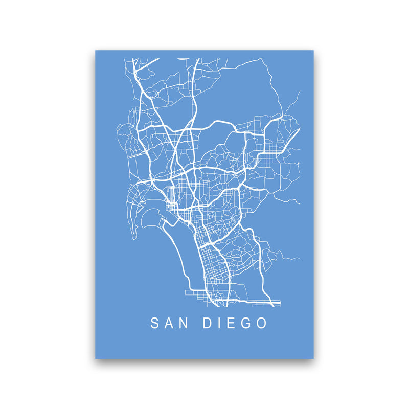 San Diego Map Blueprint Art Print by Pixy Paper Print Only
