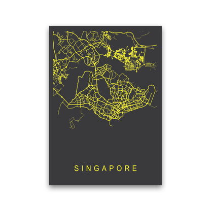 Singapore Map Neon Art Print by Pixy Paper Print Only