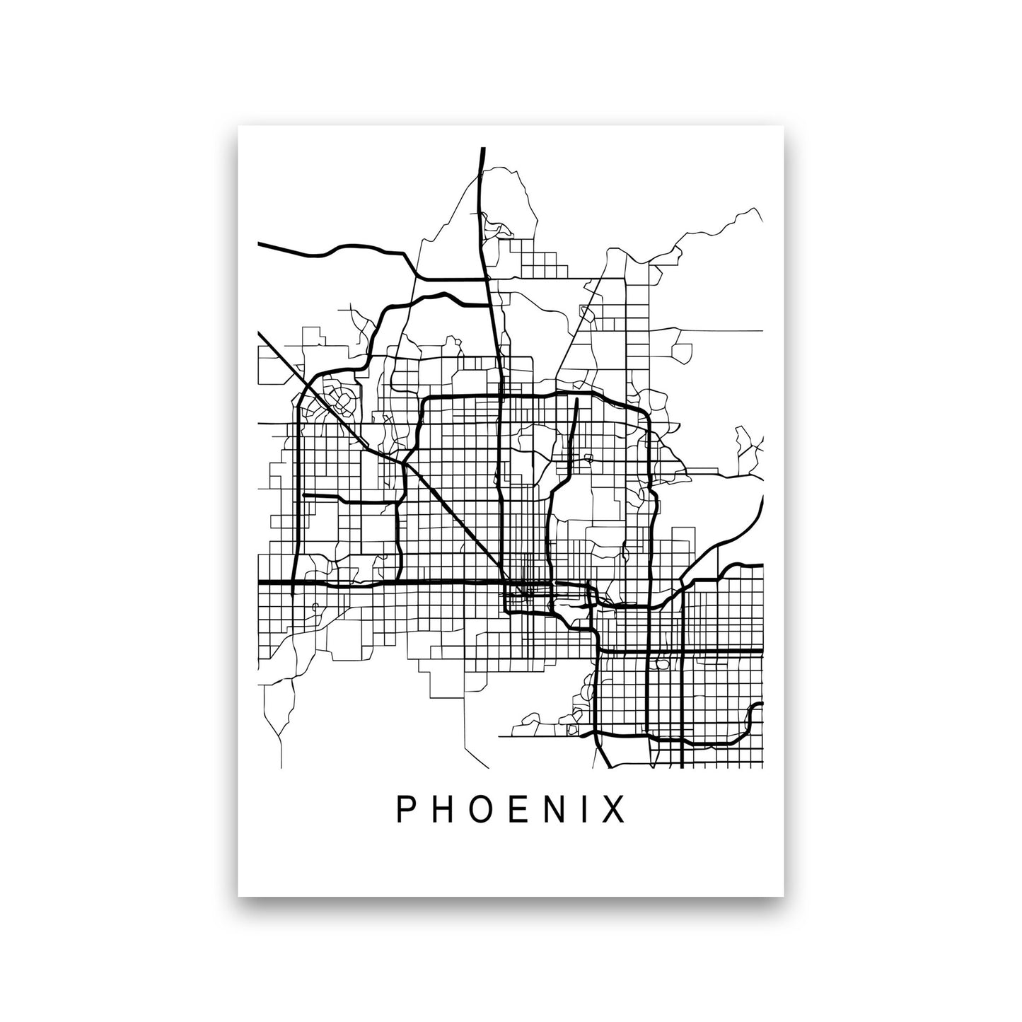 Phoenix Map Art Print by Pixy Paper Print Only