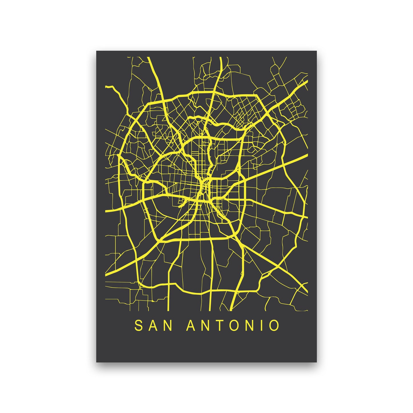 San Antonio Map Neon Art Print by Pixy Paper Print Only