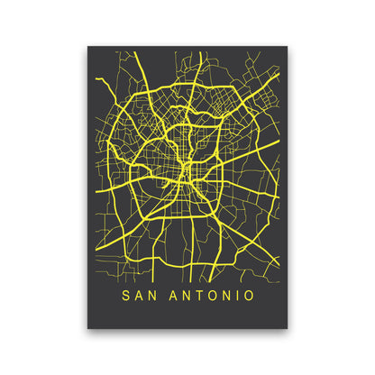 San Antonio Map Neon Art Print by Pixy Paper Print Only