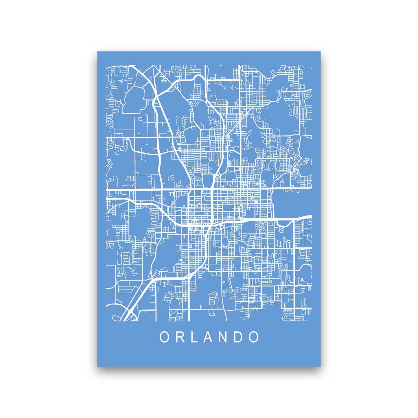 Orlando Map Blueprint Art Print by Pixy Paper Print Only