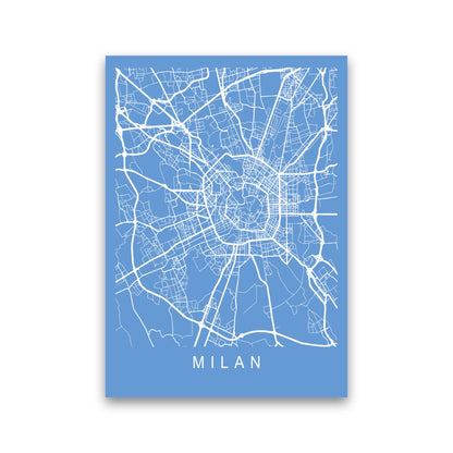 Milan Map Blueprint Art Print by Pixy Paper Print Only