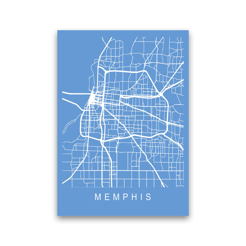 Memphis Map Blueprint Art Print by Pixy Paper Print Only