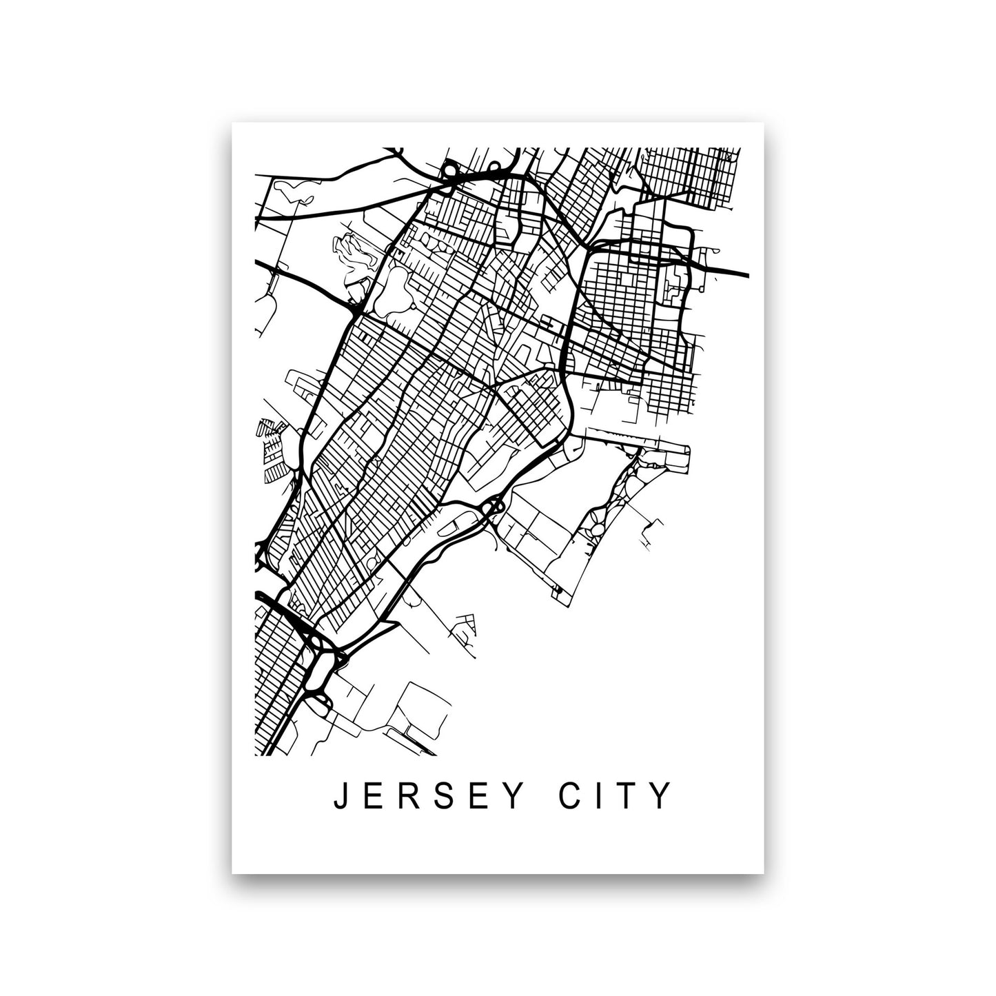 Jersey City Map Art Print by Pixy Paper Print Only