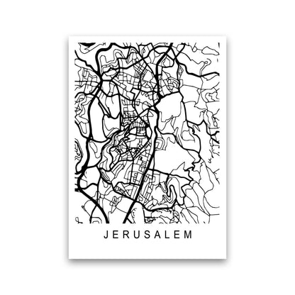 Jerusalem Map Art Print by Pixy Paper Print Only