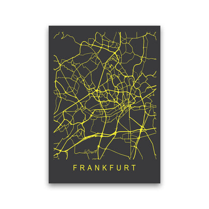 Frankfurt Map Neon Art Print by Pixy Paper Print Only