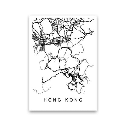 Hong Kong Map Art Print by Pixy Paper Print Only