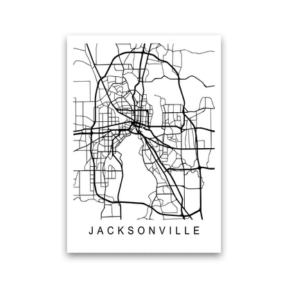 Jacksonville Map Art Print by Pixy Paper Print Only
