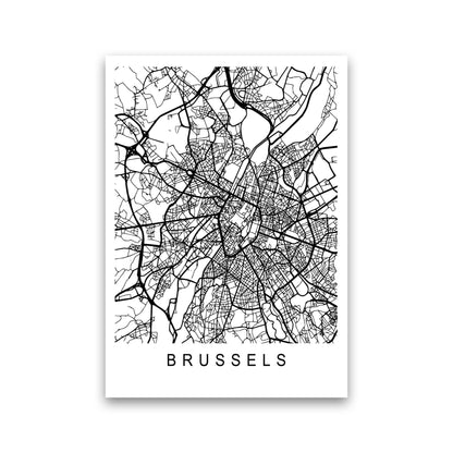 Brussels Map Art Print by Pixy Paper Print Only