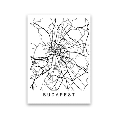 Budapest Map Art Print by Pixy Paper Print Only