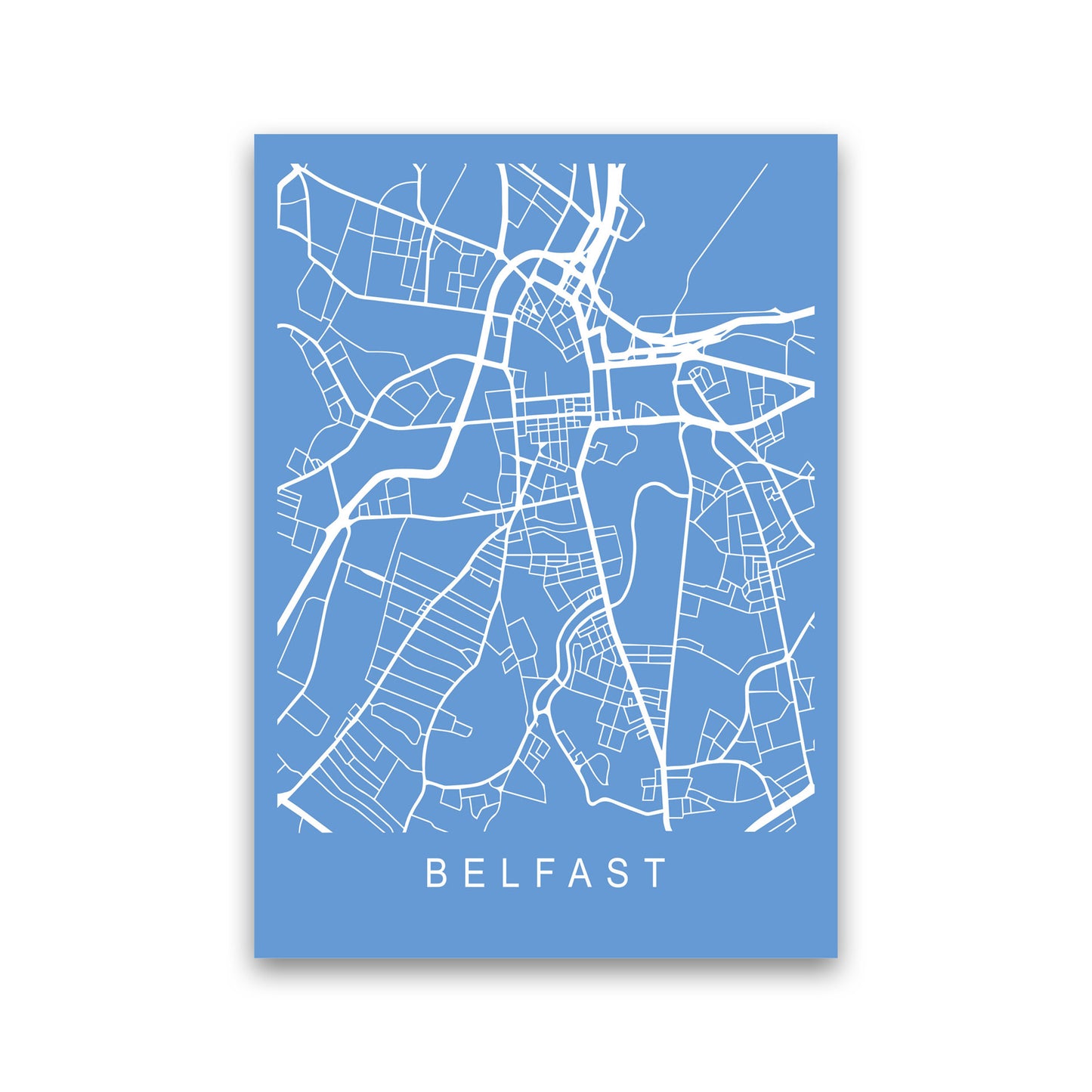 Belfast Map Blueprint Art Print by Pixy Paper Print Only