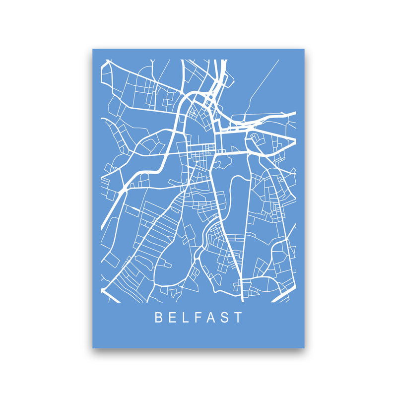 Belfast Map Blueprint Art Print by Pixy Paper Print Only