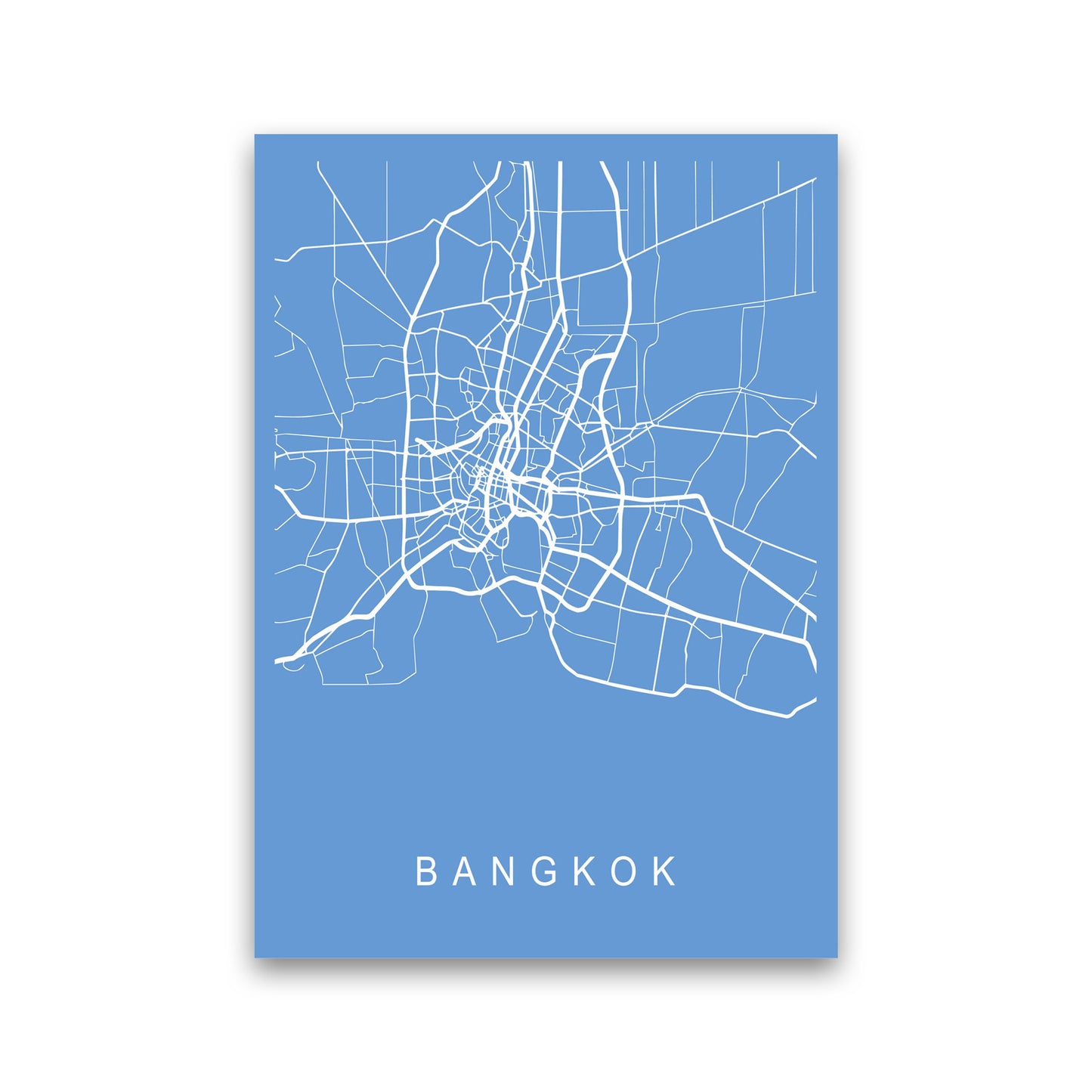 Bangkok Map Blueprint Art Print by Pixy Paper Print Only