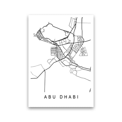 Abu Dhabi Map Art Print by Pixy Paper Print Only