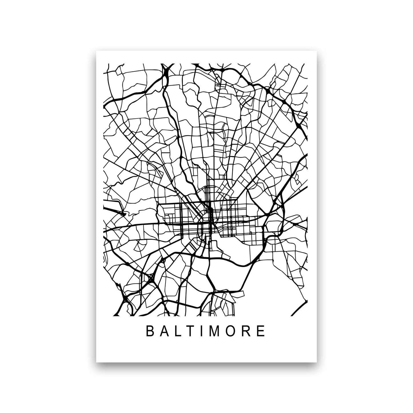 Baltimore Map Art Print by Pixy Paper Print Only