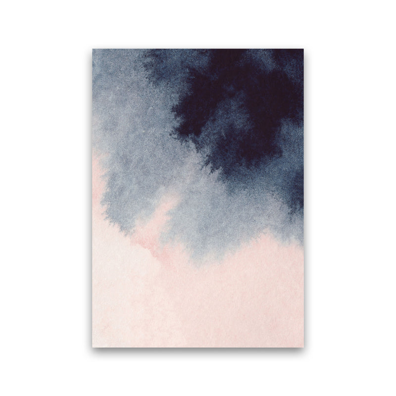Sand Pink and Navy Watercolour 01 Art Print by Pixy Paper Print Only