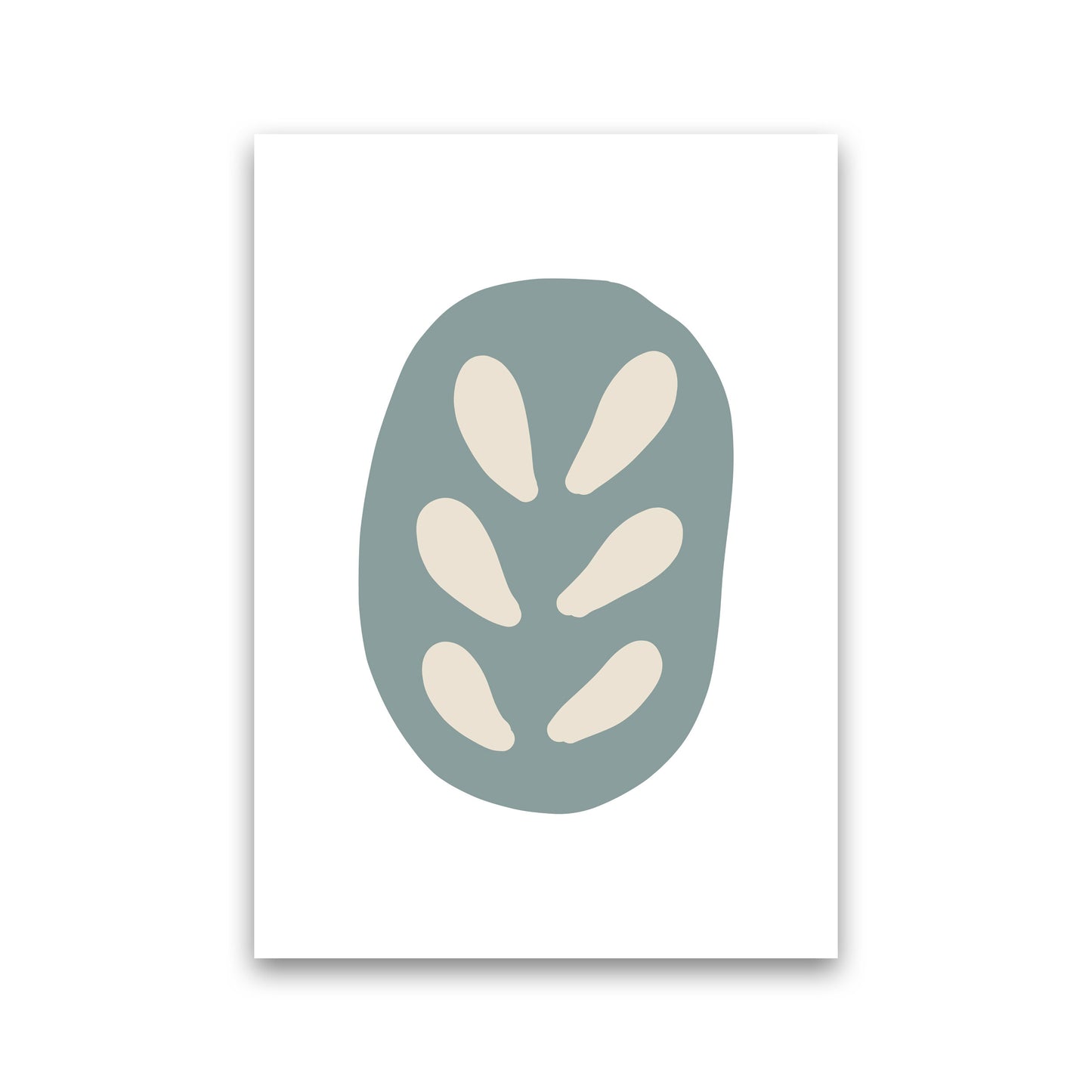 Inspired Teal Floral Abstract Art Print by Pixy Paper Print Only