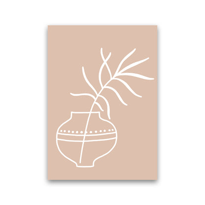 Inspired Pink Plant Silhouette Line Art Art Print by Pixy Paper Print Only