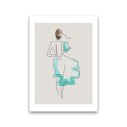 Inspired Stone Woman in Dress Line Art Art Print by Pixy Paper Print Only