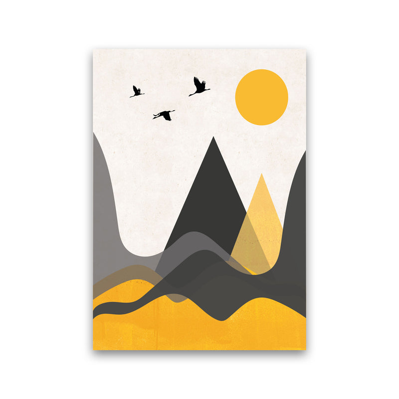 Hills and mountains mustard Art Print by Pixy Paper Print Only